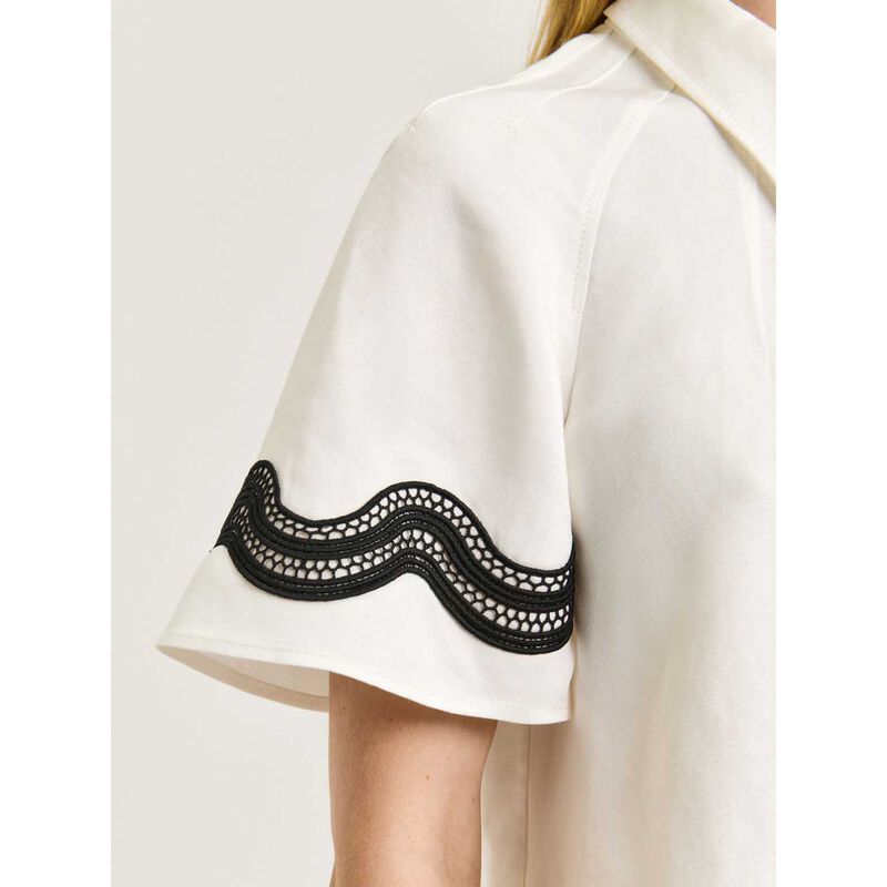 Veronika Maine Viscose Linen Twill Shirt With Lace image number 2